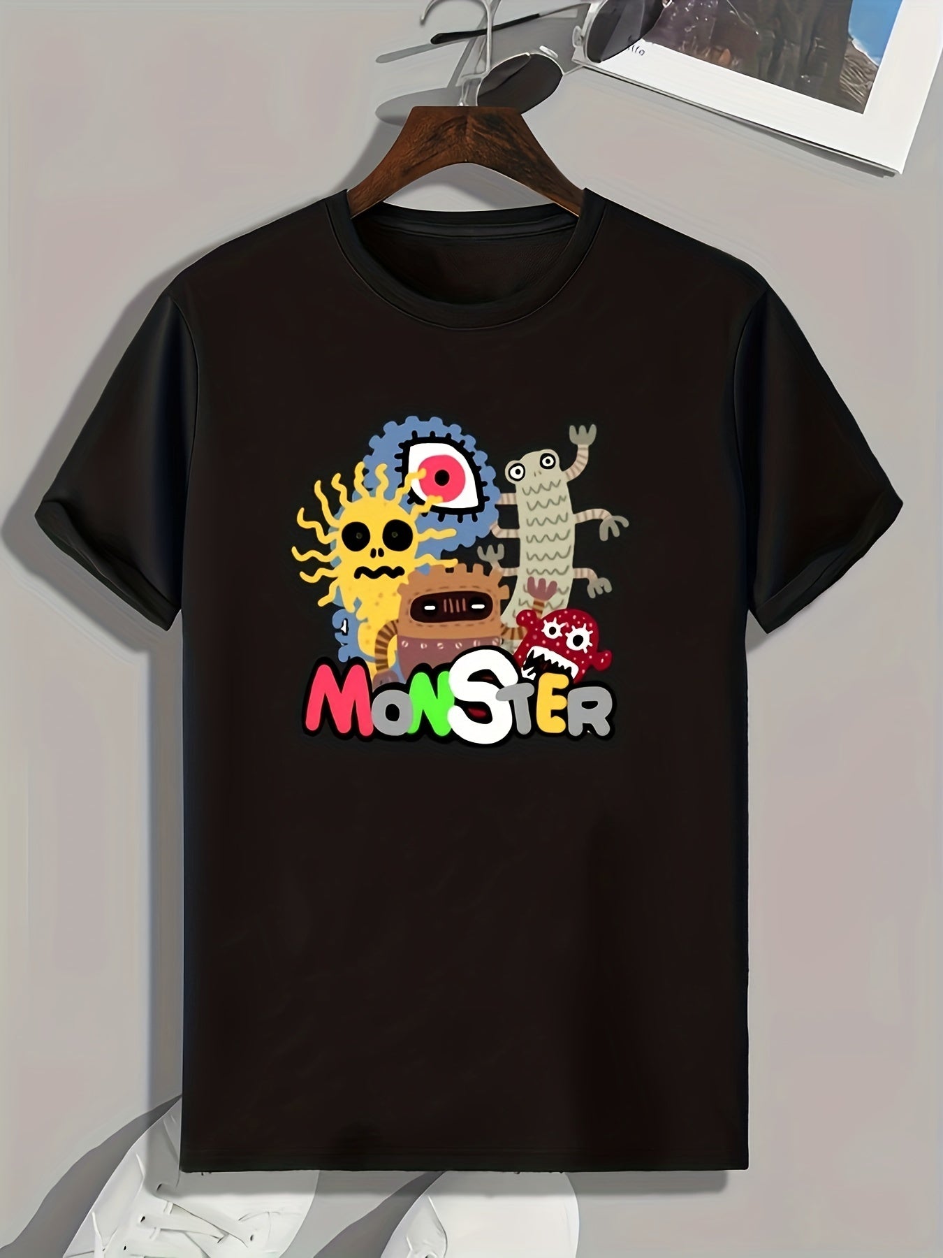 Cartoon Monster Pattern Print Men's T-Shirt