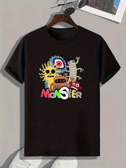 Cartoon Monster Pattern Print Men's T-Shirt