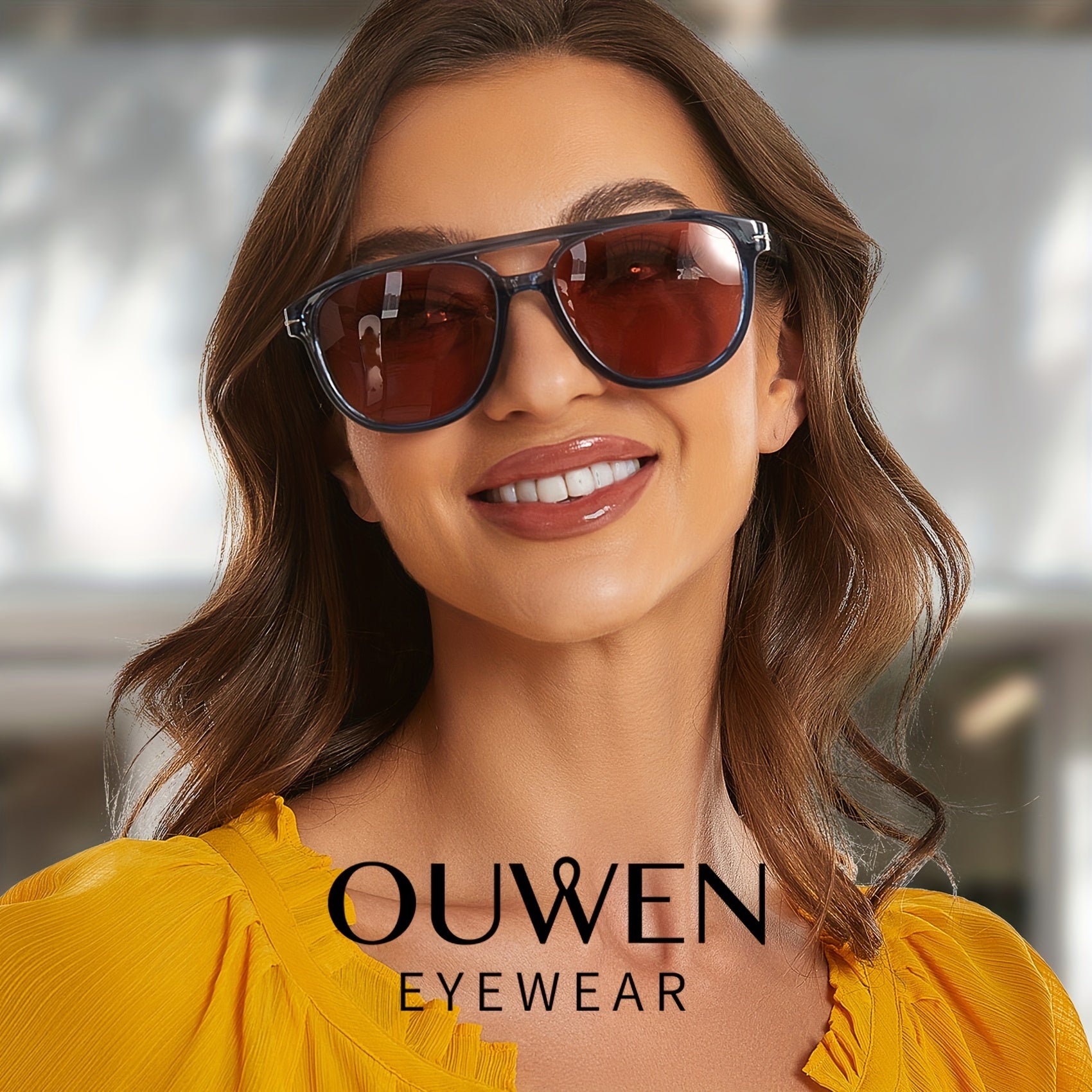 OUWEN Classic Polarized Square Aviator Sunglasses For Men Women Oversized