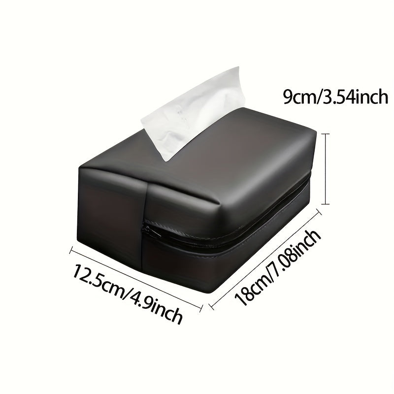 Car Armrest Box Tissue Holder Sun Visor Back Seat PU Leather Mask Holder