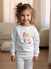 Toddler Cartoon Girl Print Long Sleeve Sports Sweatshirt