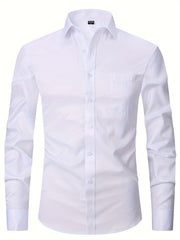 Men's Formal Long Sleeve Shirt with Chest Pocket
