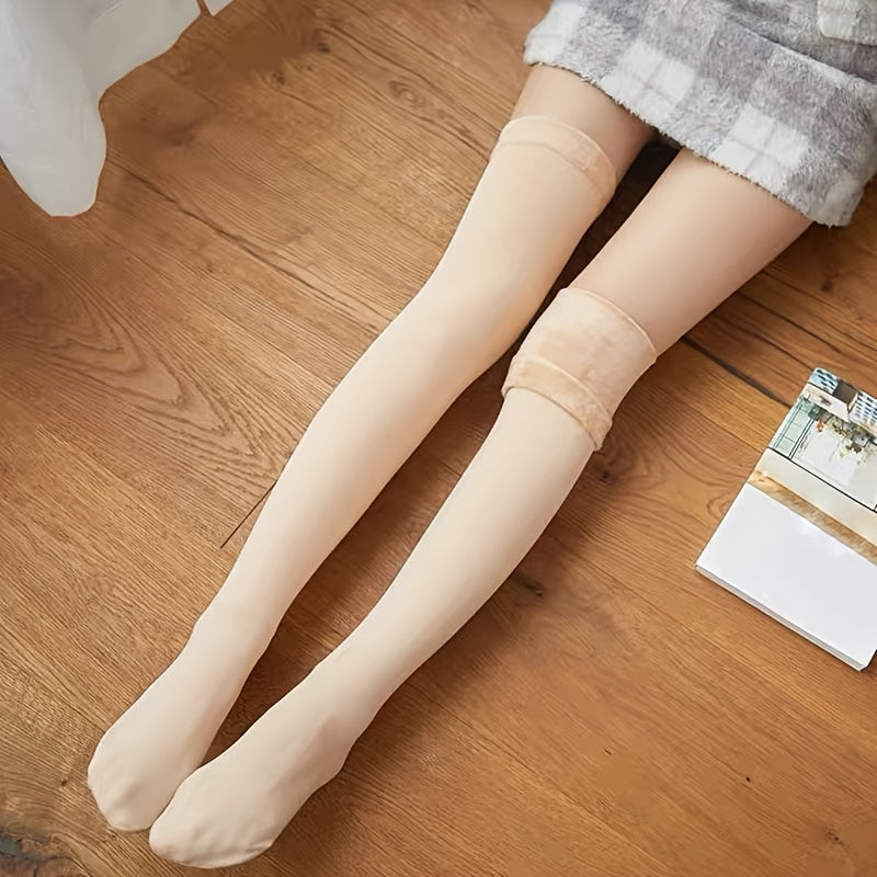 2 Pairs Plush Lined Over The Knee Socks