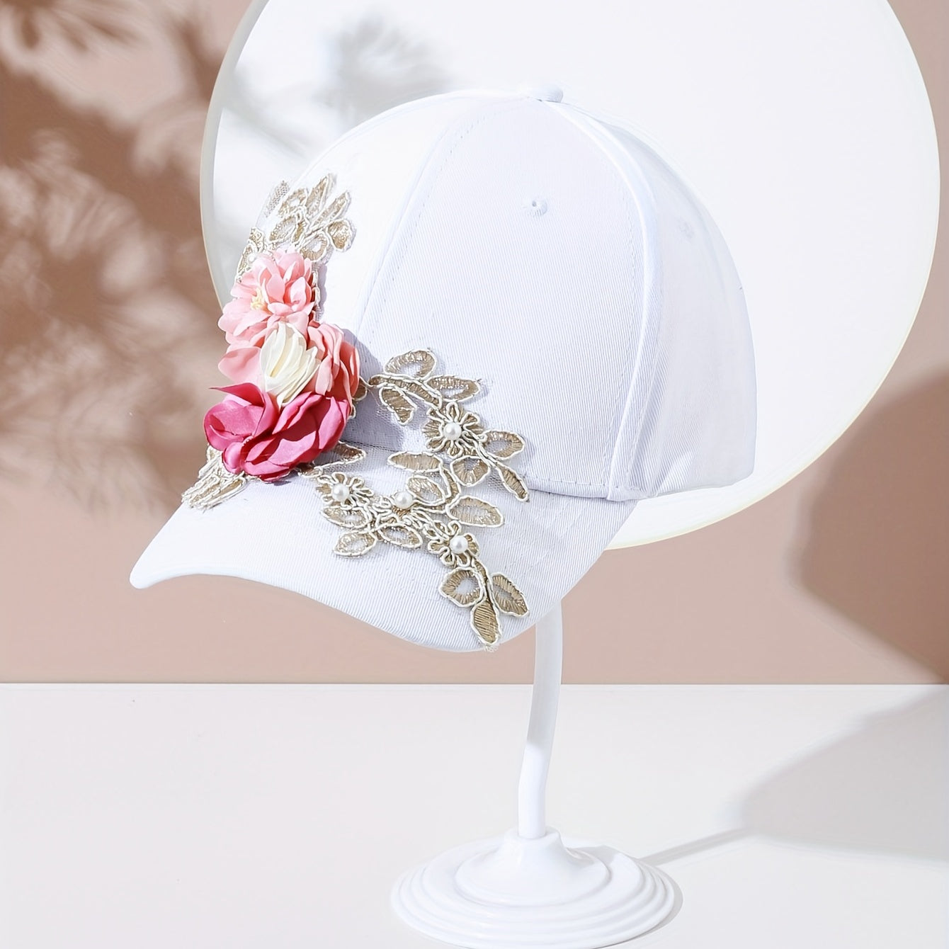 3D Flower Decor Embroidery Baseball Cap Adjustable Sun Hat