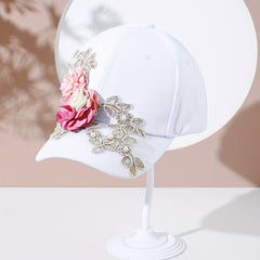 3D Flower Decor Embroidery Baseball Cap Adjustable Sun Hat