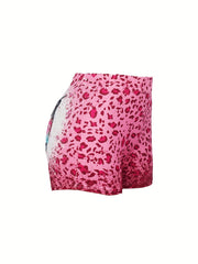 Leopard Print Skinny Shorts Casual Elastic Waist Shorts