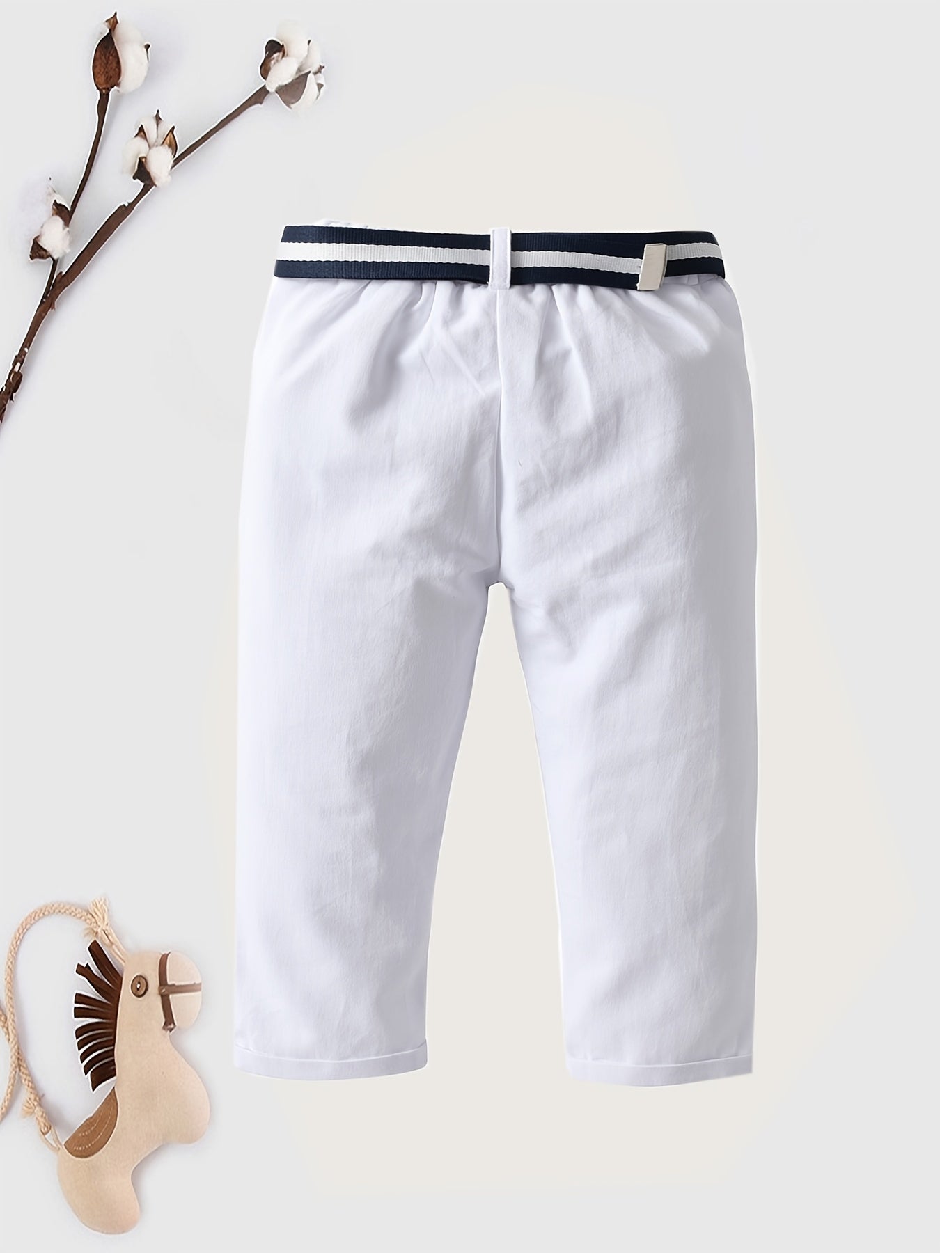 Toddler Boys Embroidered Belted Suit Pants