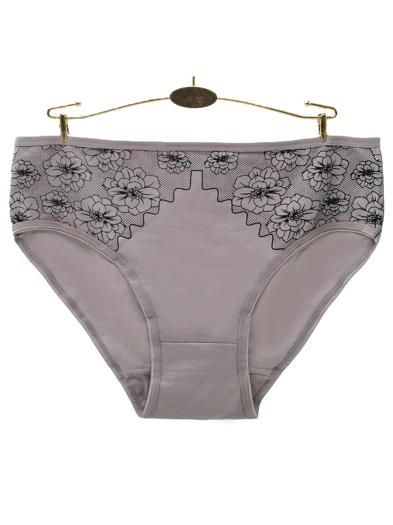 6pcs Floral Print Briefs Mid Rise Stretchy Panties Women's Underwear