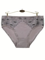 6pcs Floral Print Briefs Mid Rise Stretchy Panties Women's Underwear