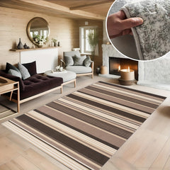 Striped Pattern Area Rug Soft Non Slip Easy to Clean