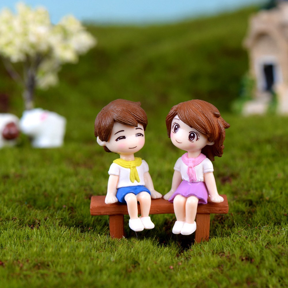 3pcs Couple Ornaments Fairy Garden Home Decor Yard Decoration Resin Crafts