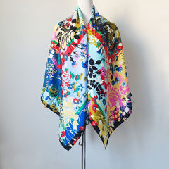 Boho Print Large Scarf 129 54cm Satin Square Scarf Sunscreen Windproof Scarf