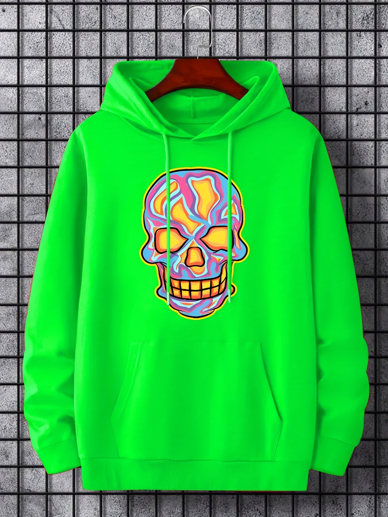 Cartoon Skull Print Hoodie Men's Hooded Sweatshirt Streetwear
