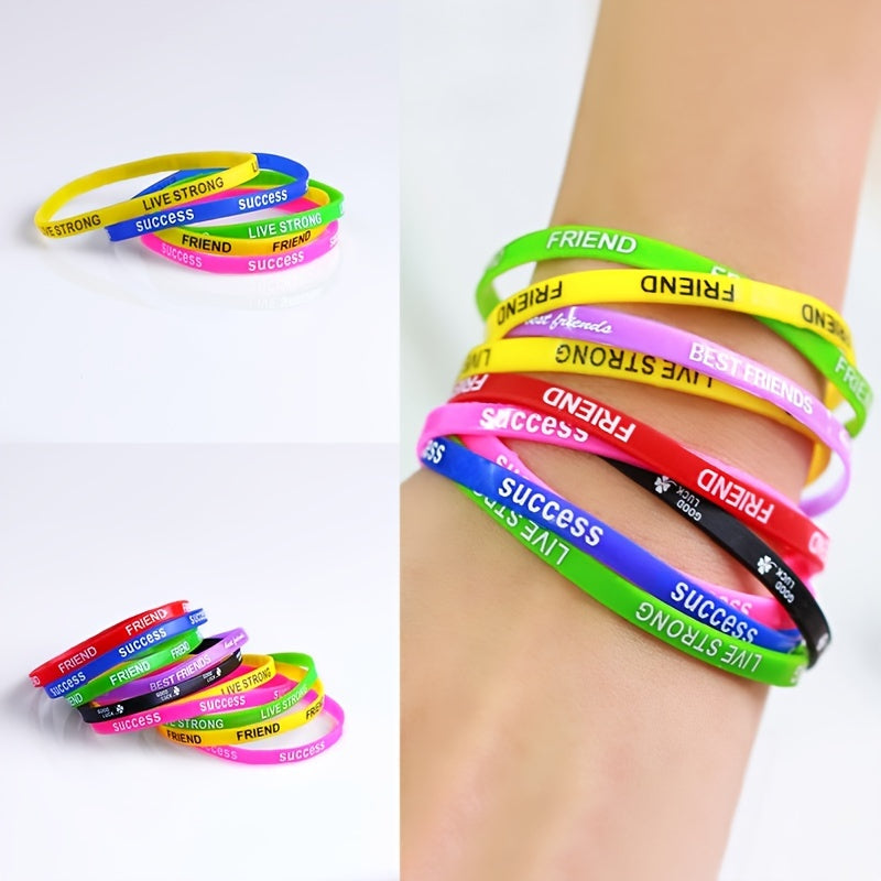 20 Personalized Silicone Wristbands Custom Letter Print Friendship Bracelets