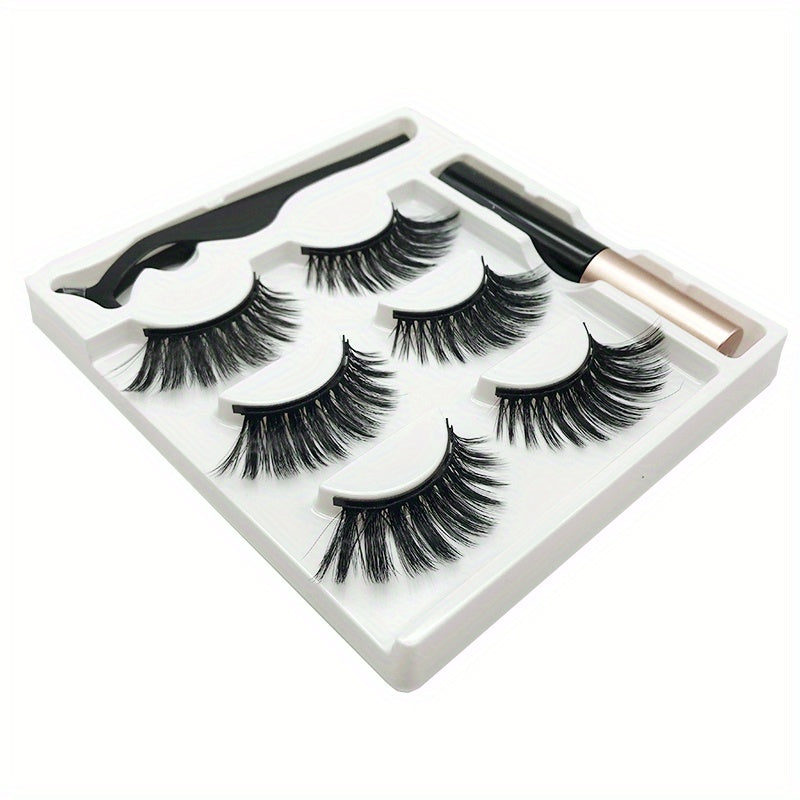 3 Pairs Magnetic Faux Mink Hair False Eyelashes Long and Curling Reusable Lashes