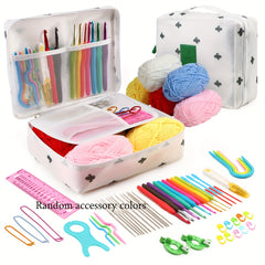 Cat Print Crochet Kit with Metal Hooks, Yarn, Scissors