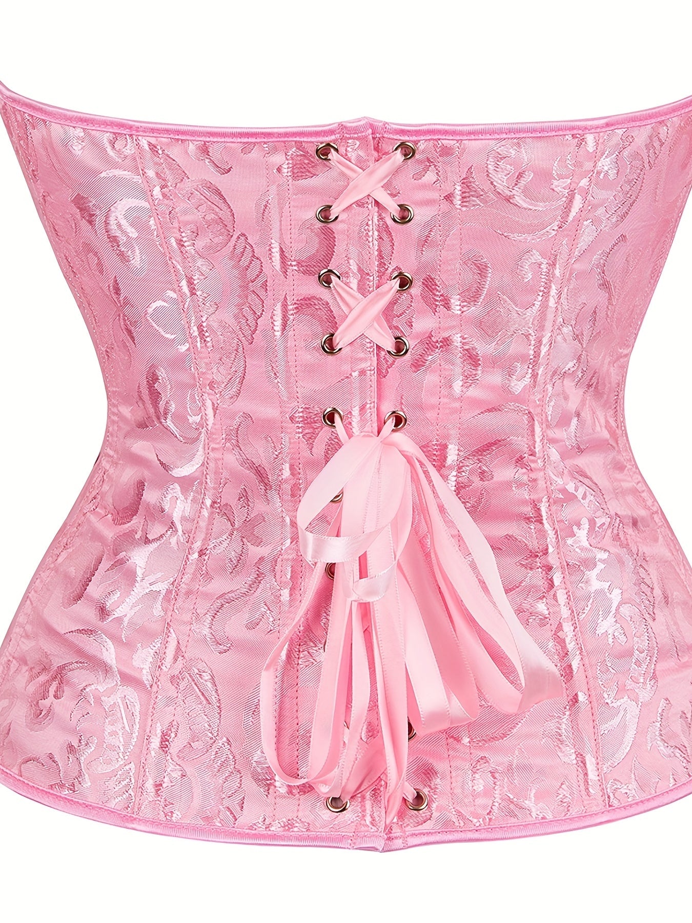 Floral Jacquard Lace Up Back Underbust Corset