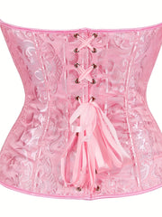 Floral Jacquard Lace Up Back Underbust Corset