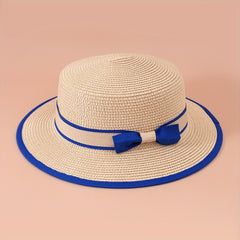 Double Flat Top Jazz Fedora Straw Hat for Women