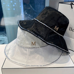 Rhinestone Decor Bucket Hat Sunscreen Travel Beach Hat