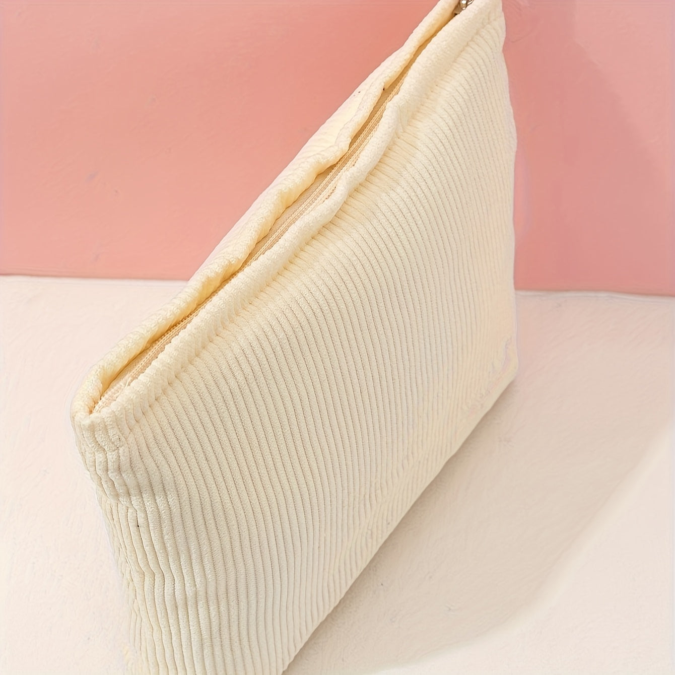 Solid Corduroy Makeup Bag for Traveling