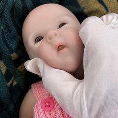 Open Mouth Full Body Silicone Bettie Reborn Girl Doll Washable Soft Touch