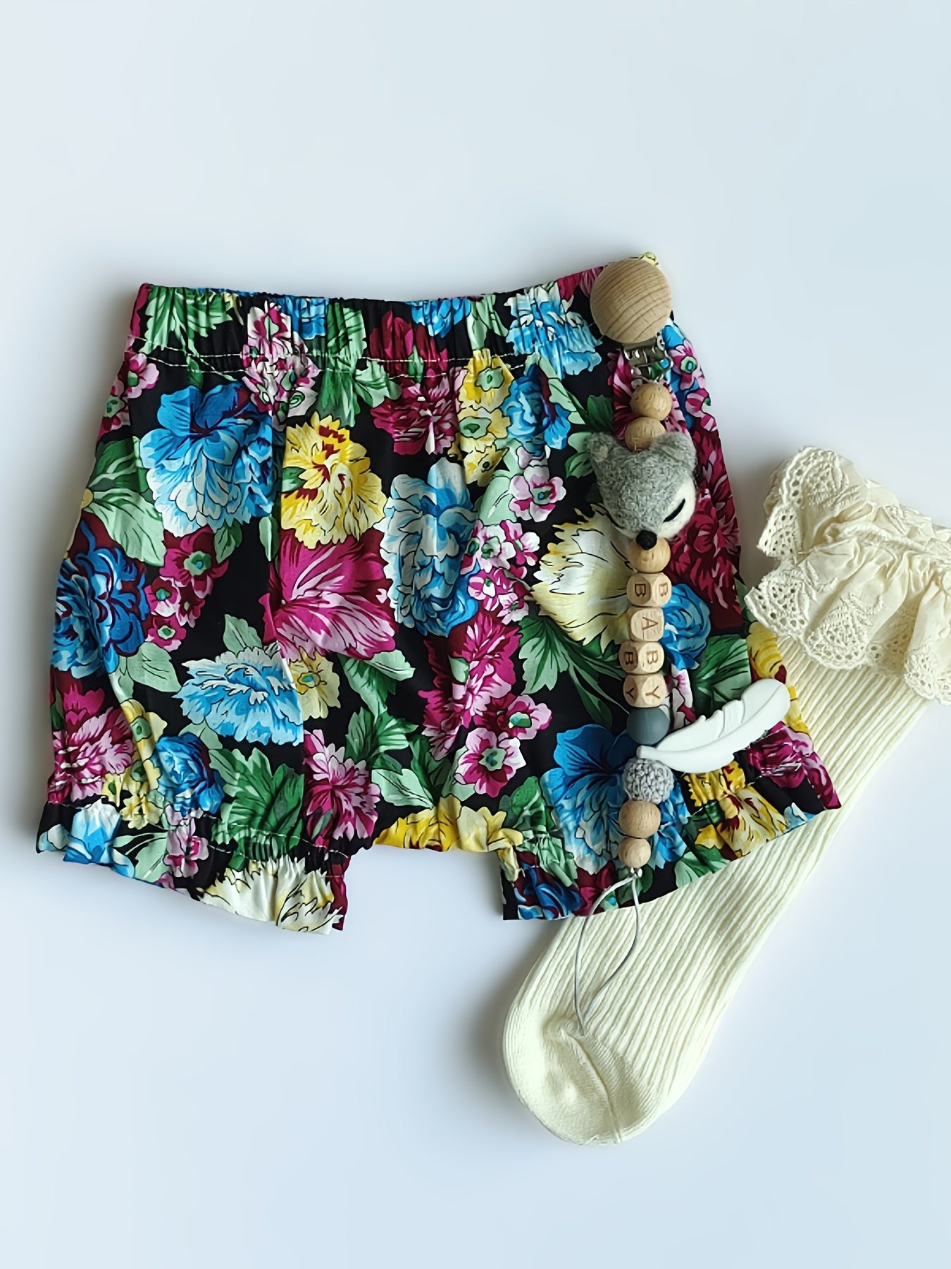 Baby Girls Floral Print Cotton Shorts