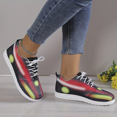 Abstract Print Sneakers Lace Up Low Top Mesh Shoes