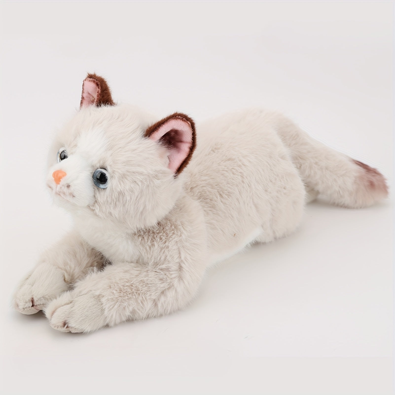 Realistic Cat Plush Toy Soft Stuffed Animal with Expressive Eyes