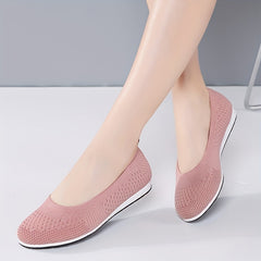 Women's Knitted Flat Shoes Comfortable Slip On Casual Walking Flats