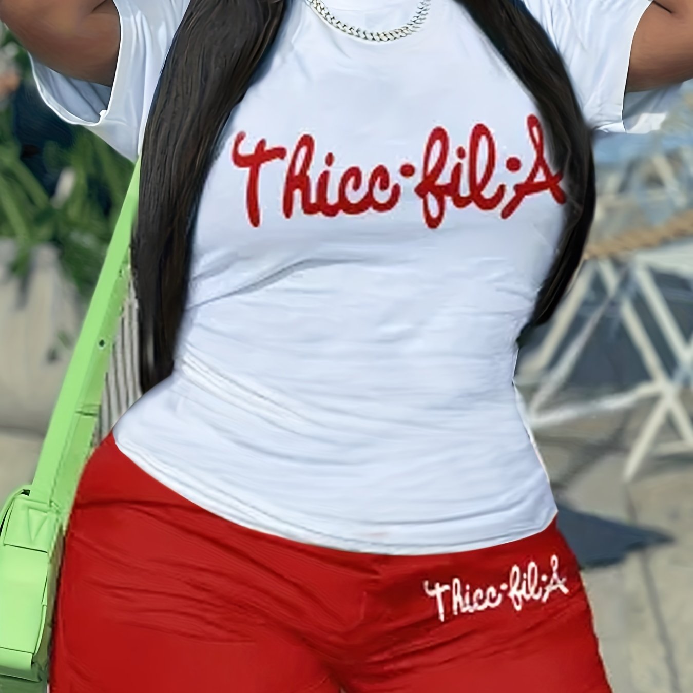 Women's Plus Letter Print Top & Shorts 2 Piece Set