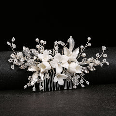 Rhinestone Flower Hair Comb Head Jewelry for Women