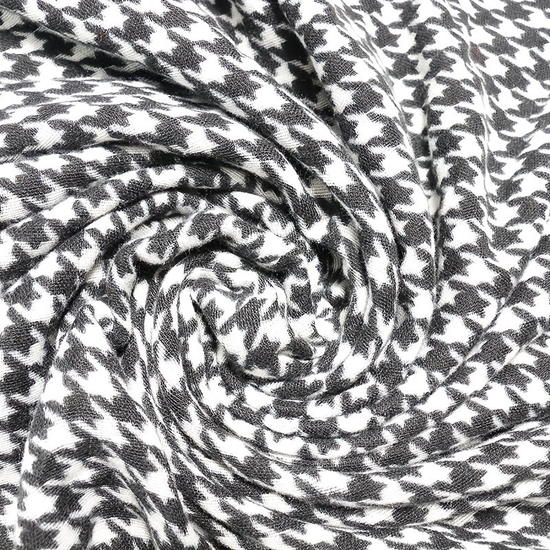 Houndstooth Fringe Trim Scarf Faux Cashmere Shawl Wrap