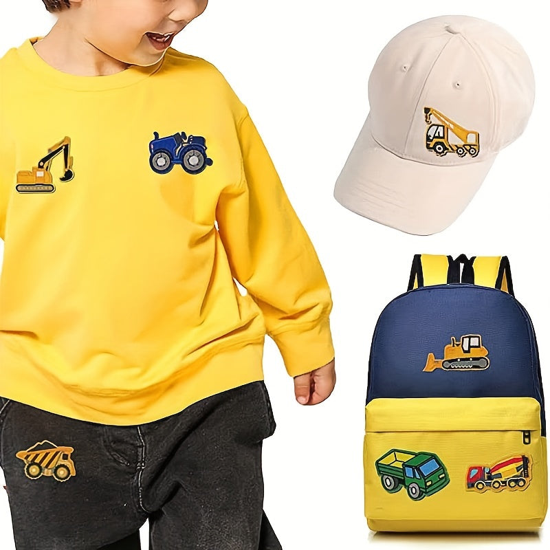 Engineering Car Embroidery Cloth Sticker Cartoon Car Children