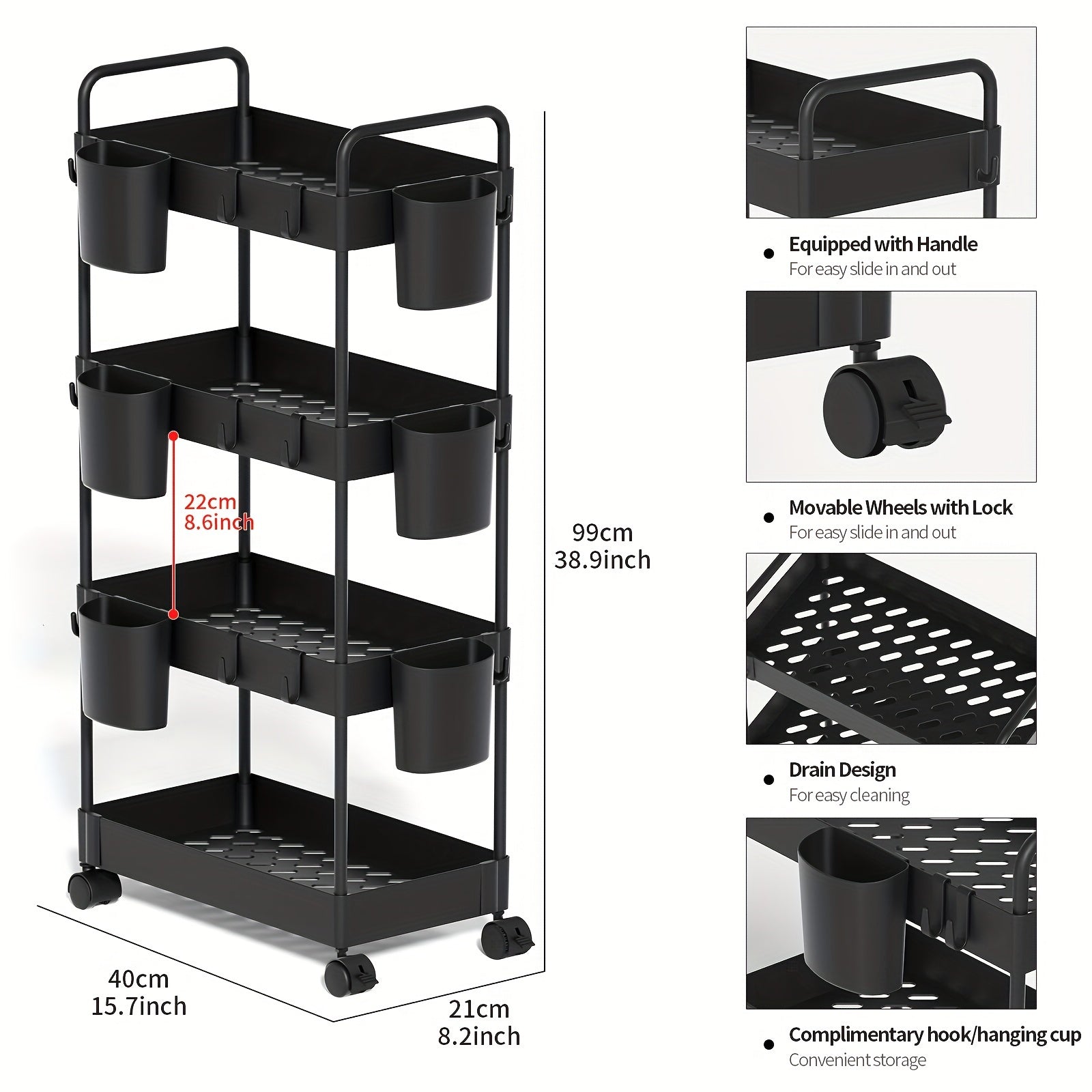 Multifunctional Snack Storage Rack with Wheels