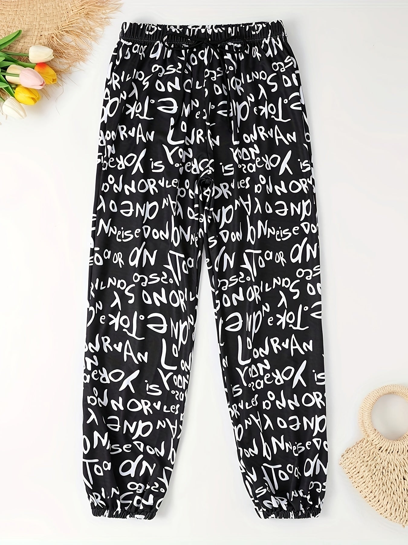 Allover Print Drawstring Cropped Pants Women's Beachwear