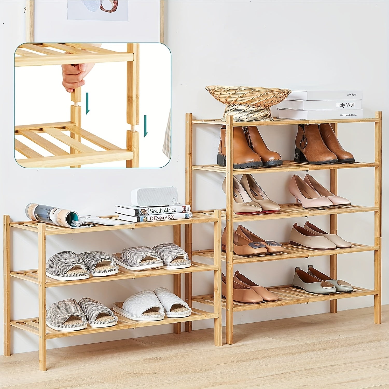 3 Tier Bamboo Shoe Rack Organize Shoes Clothes with Ease