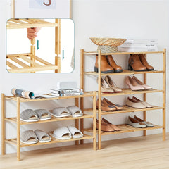 3 Tier Bamboo Shoe Rack Organize Shoes Clothes with Ease