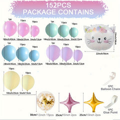 152pcs Macaron Colorful Aluminum Foil Balloon Set
