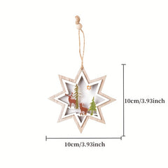 1pc Christmas Wooden Hollow Tree Pendant with Star Pendant
