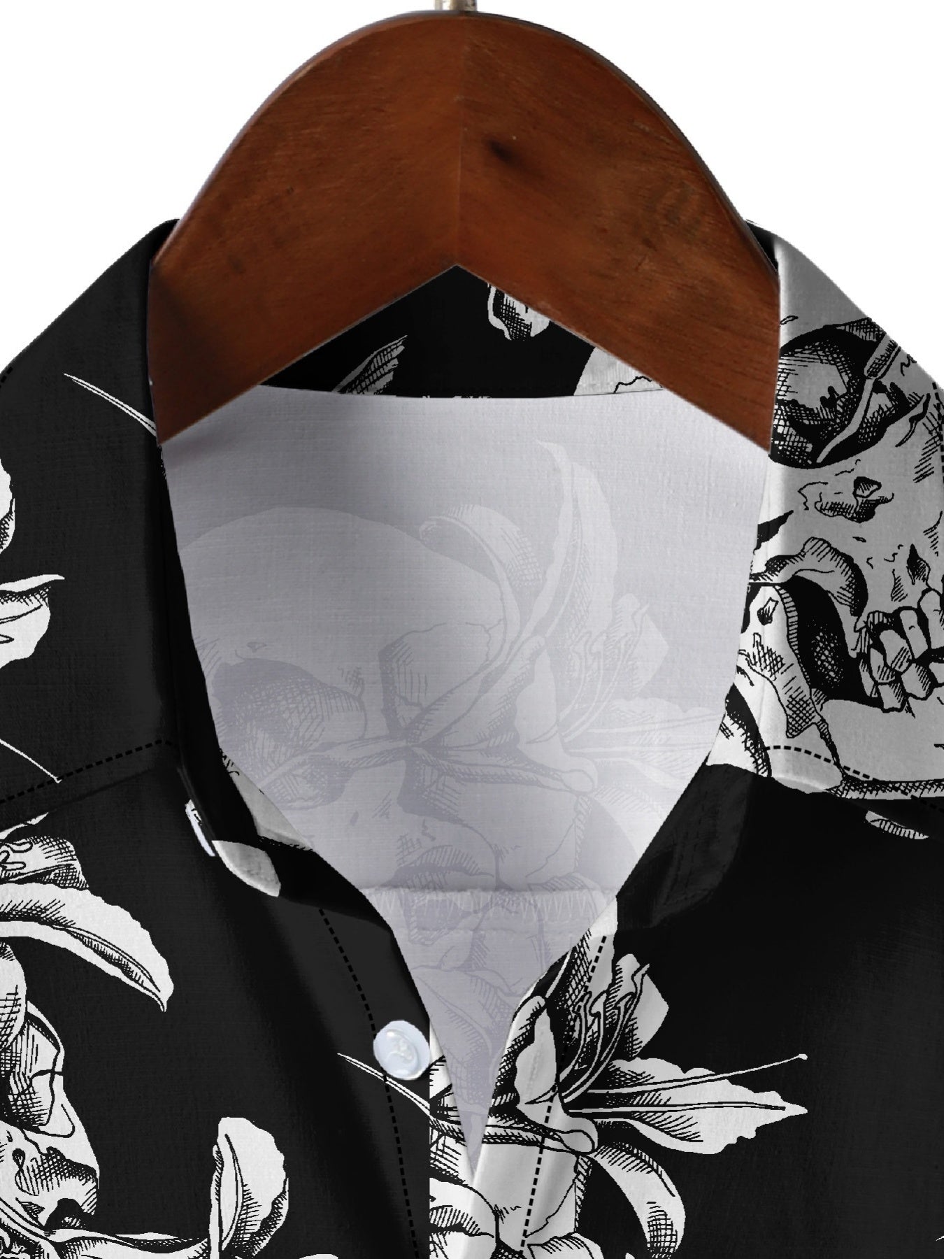 Men's Flower & Skull Print Hawaiian Shirt