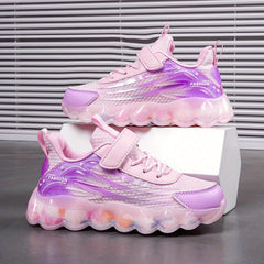Girls' Hook and Loop Fastener Running Shoes Breathable Sneakers
