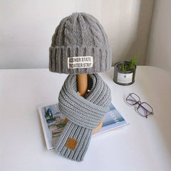 Baby Hat Scarf Set Thick Warm Knit Woolen Hat for Boys and Girls