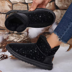 Women's Letter Patched Snow Boots - Lightweight & Comfy