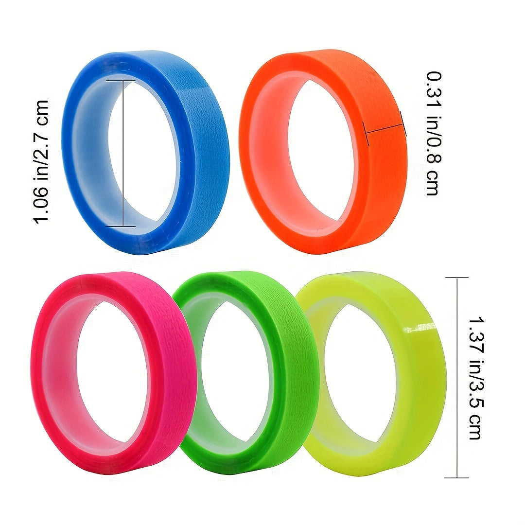 5 Rolls 5 Colors Stickers Transparent Fluorescent Index Tabs Flags 5m Sticky Not