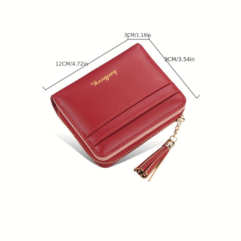 Girls Short Wallet Zipper Tassel Coin Purse Multiple Card Slots Wallet
