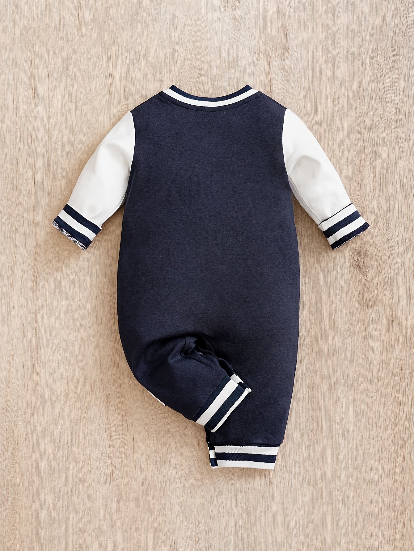 Baby Stylish Letter Block Cotton Baseball Jersey Bodysuit