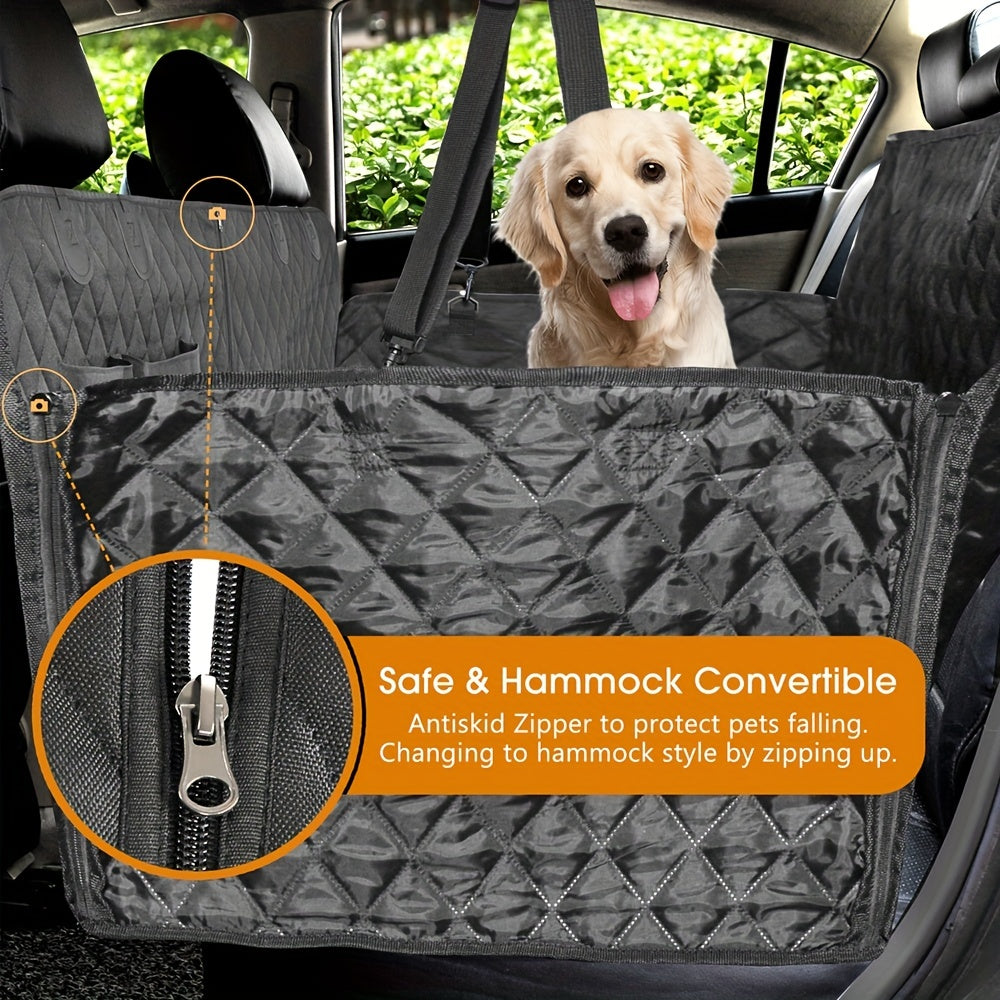 Waterproof Dog Car Seat Cover with Side Flaps - Hammock Convertible