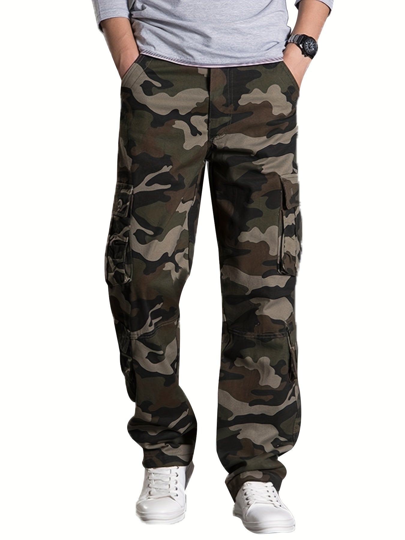 Camouflage Cotton Cargo Pants Men's Casual Pocket Pants