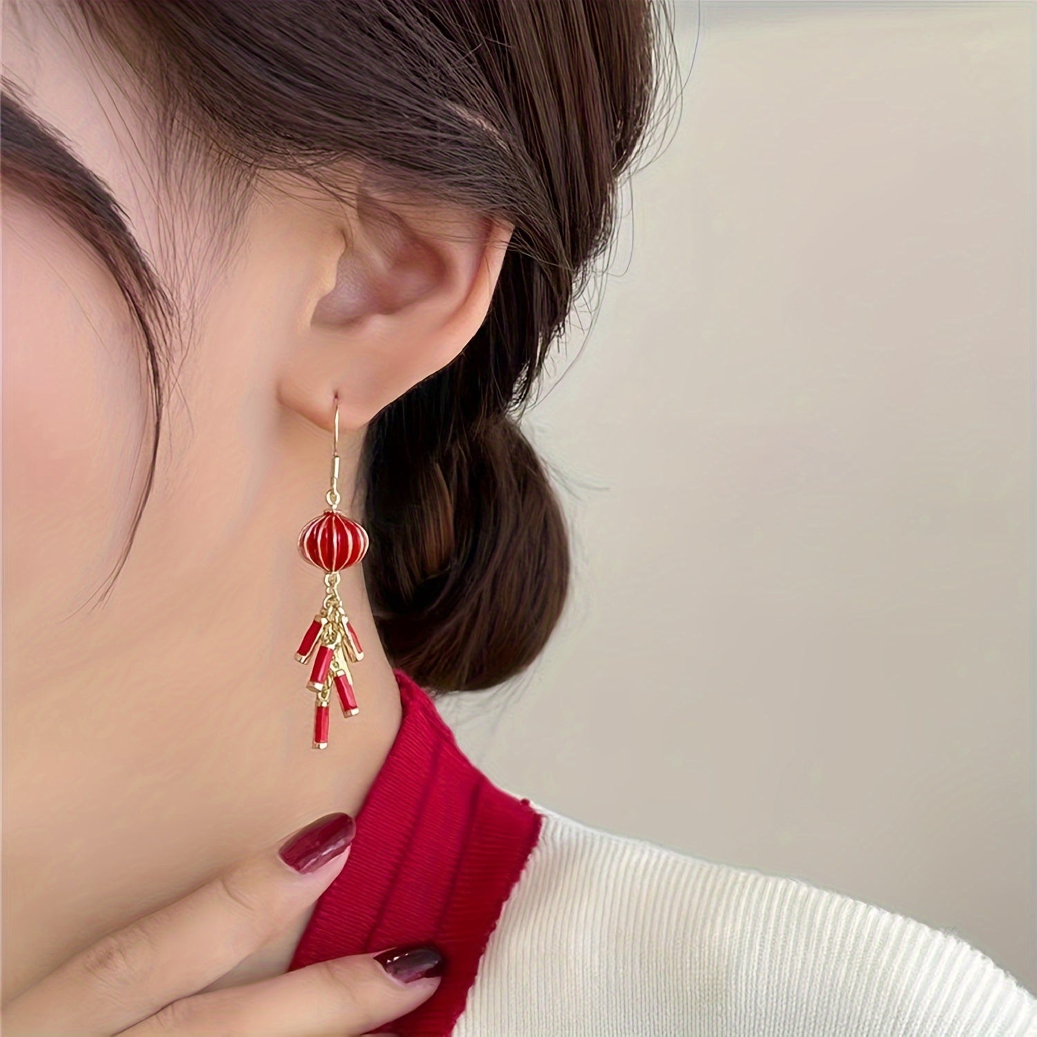 Year Earrings Lantern Firecracker Tassel Earrings For Girls